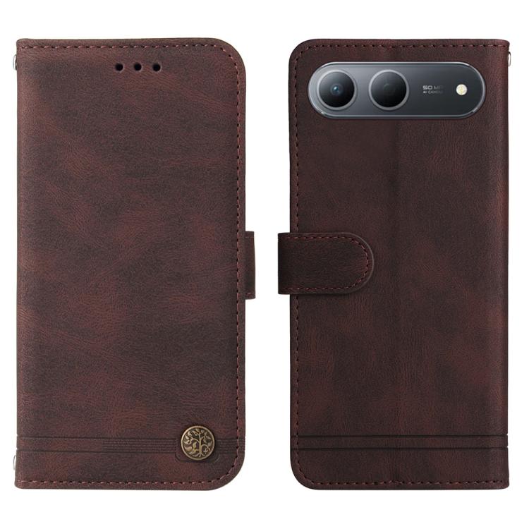 For Tecno Spark 40 5G / Spark Go 5G 2025 Skin Feel Life Tree Metal Button Leather Phone Case