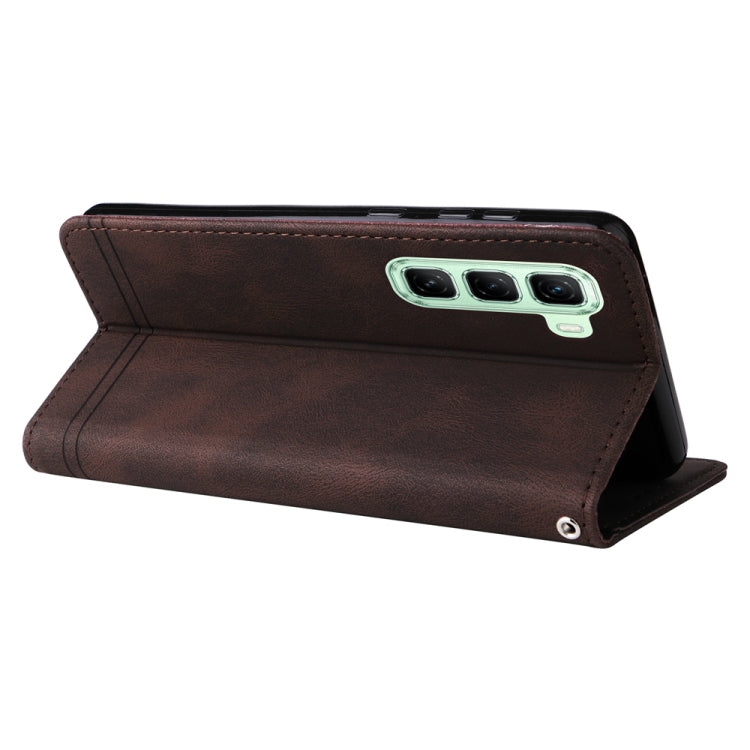 For Infinix Hot 50 5G Skin Feel Life Tree Metal Button Leather Phone Case