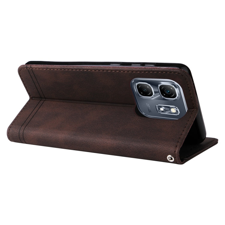 For Infinix Hot 50i / Smart 9 Skin Feel Life Tree Metal Button Leather Phone Case
