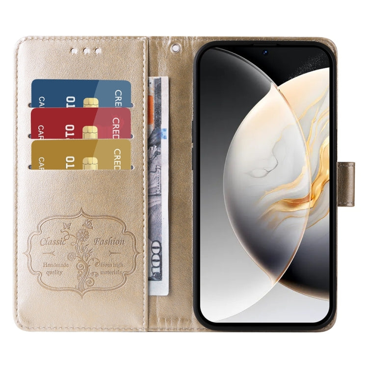 For Tecno Camon 30 Pro Embossed Butterfly Flowers Leather Phone Case