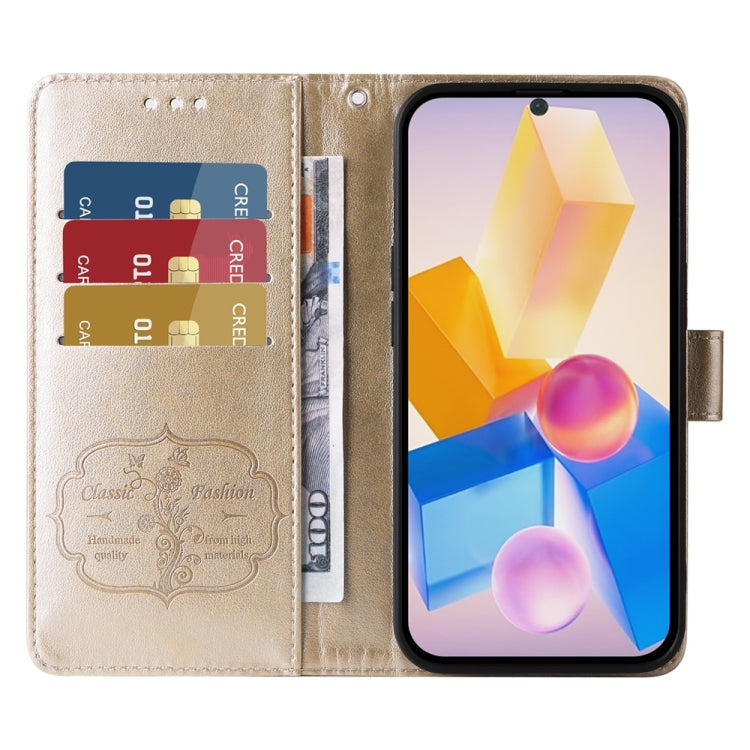 For Infinix Hot 40 / Hot 40 Pro Embossed Butterfly Flowers Leather Phone Case
