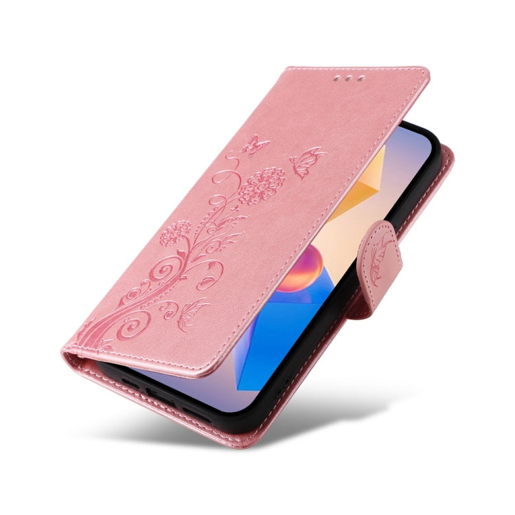 For Infinix Hot 40i Embossed Butterfly Flowers Leather Phone Case