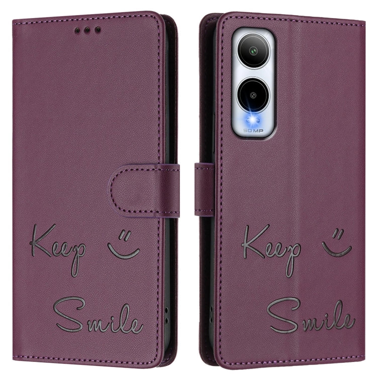 For Cricket Icon 6 Smile Embossing RFID Leather Phone Case