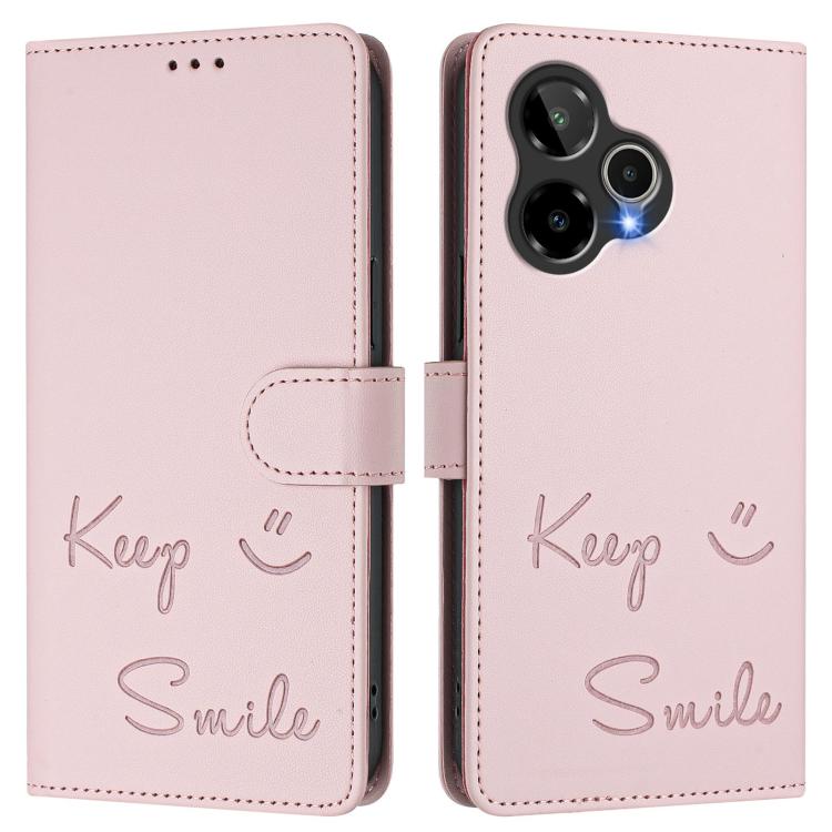 For Cricket Icon Plus 2026 / Icon 7 5G Smile Embossing RFID Leather Phone Case