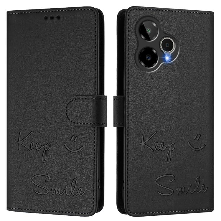 For Cricket Icon Plus 2026 / Icon 7 5G Smile Embossing RFID Leather Phone Case