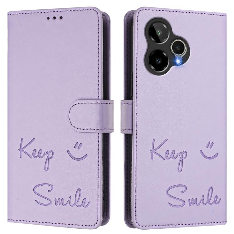 For Cricket Icon Plus 2026 / Icon 7 5G Smile Embossing RFID Leather Phone Case