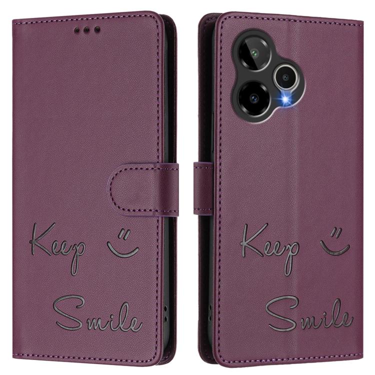 For Cricket Icon Plus 2026 / Icon 7 5G Smile Embossing RFID Leather Phone Case