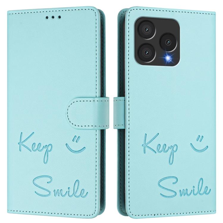 For Cubot A40 Smile Embossing RFID Leather Phone Case