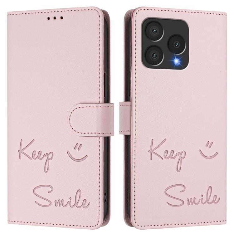 For Cubot A40 Smile Embossing RFID Leather Phone Case