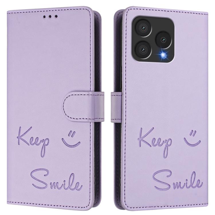 For Cubot A40 Smile Embossing RFID Leather Phone Case