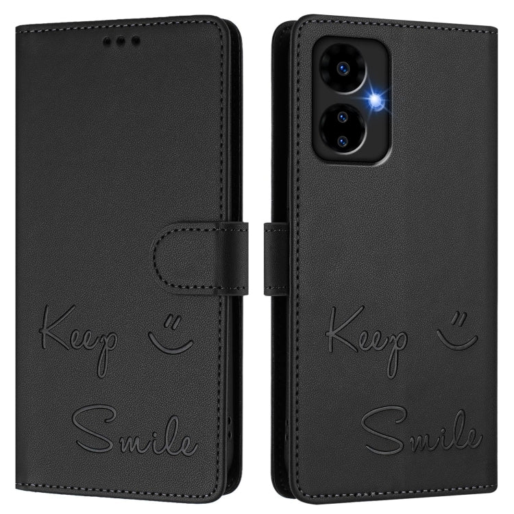 For Boost Mobile Celero 5G 2024 Smile Embossing RFID Leather Phone Case