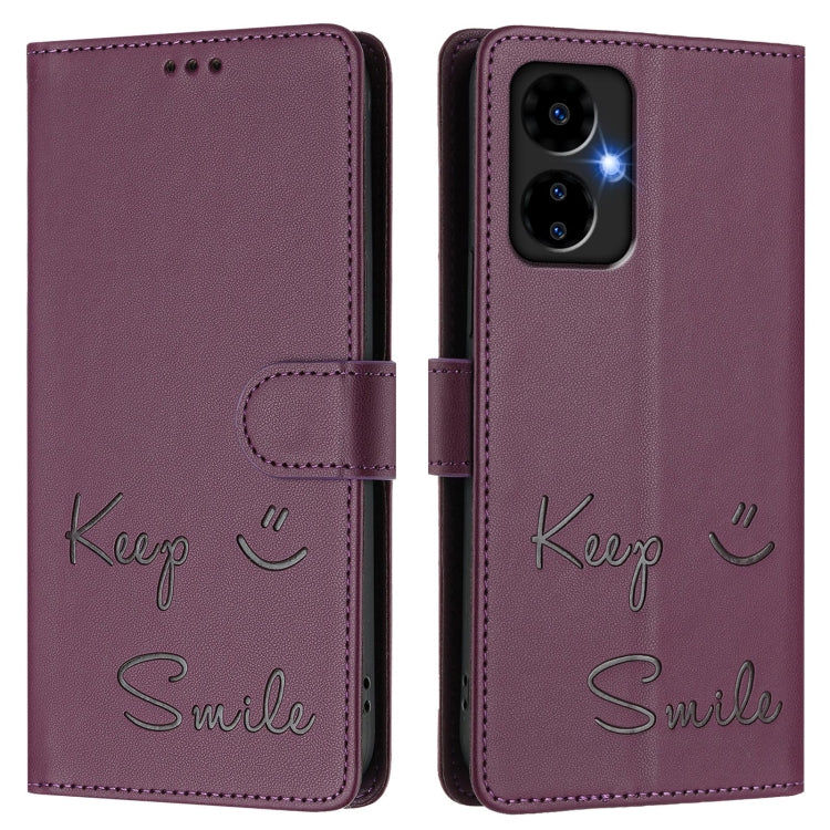 For Boost Mobile Celero 5G 2024 Smile Embossing RFID Leather Phone Case