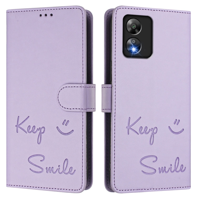 For Boost Mobile Celero 5G SC Smile Embossing RFID Leather Phone Case