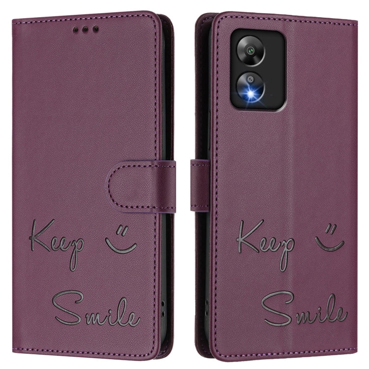 For Boost Mobile Celero 5G SC Smile Embossing RFID Leather Phone Case