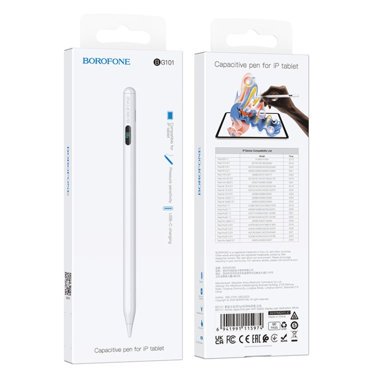 Borofone BG101 Digital Display Active Pad Special Capacitive Pen - White