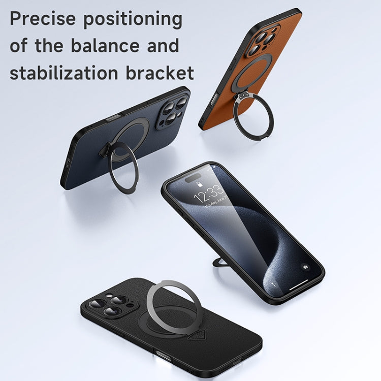 For iPhone 15 Pro Max SULADA Top Grain Leather MagSafe Magnetic Holder Phone Case
