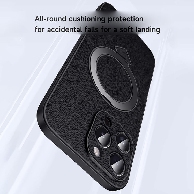 For iPhone 15 Pro Max SULADA Top Grain Leather MagSafe Magnetic Holder Phone Case