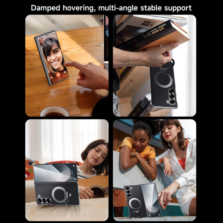 For Samsung Galaxy Z Fold 6 SULADA Top Grain Leather MagSafe Magnetic Holder Phone Case