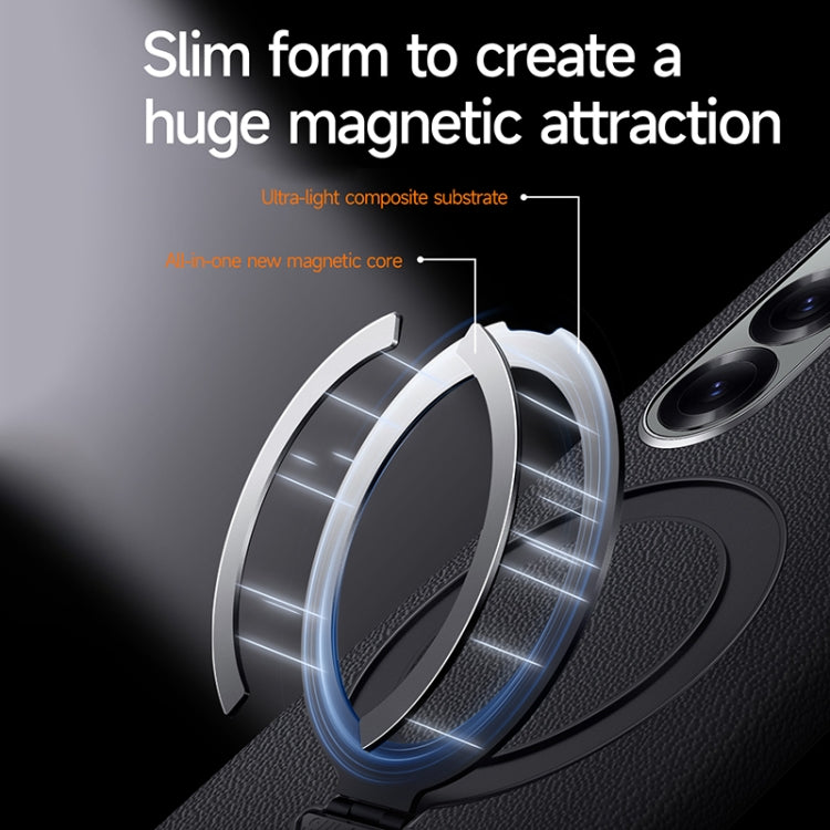 For Samsung Galaxy Z Fold 5 SULADA Top Grain Leather MagSafe Magnetic Holder Phone Case