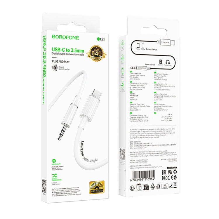 Borofone BL21 Type-C to 3.5mm Digital Audio Conversion Cable, Length: 1m