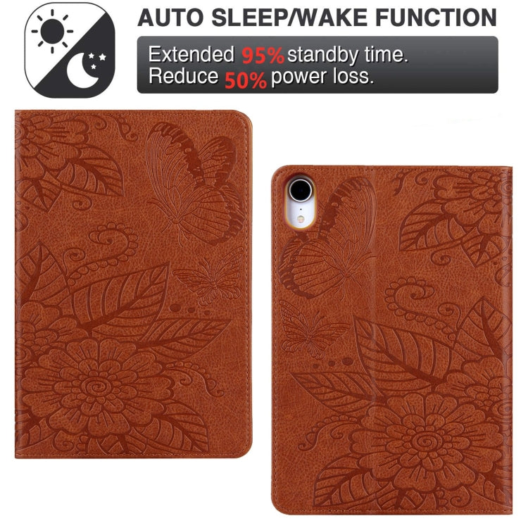 For iPad mini 6 / mini 2024 Butterfly Love Flower Embossed Leather Smart Tablet Case