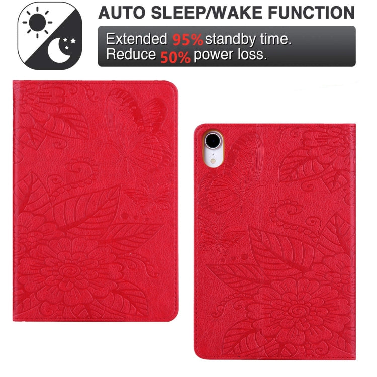 For iPad mini 6 / mini 2024 Butterfly Love Flower Embossed Leather Smart Tablet Case