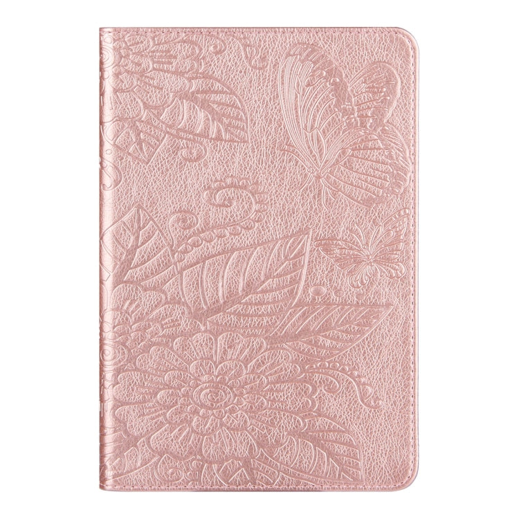 For iPad mini 6 / mini 2024 Butterfly Love Flower Embossed Leather Smart Tablet Case