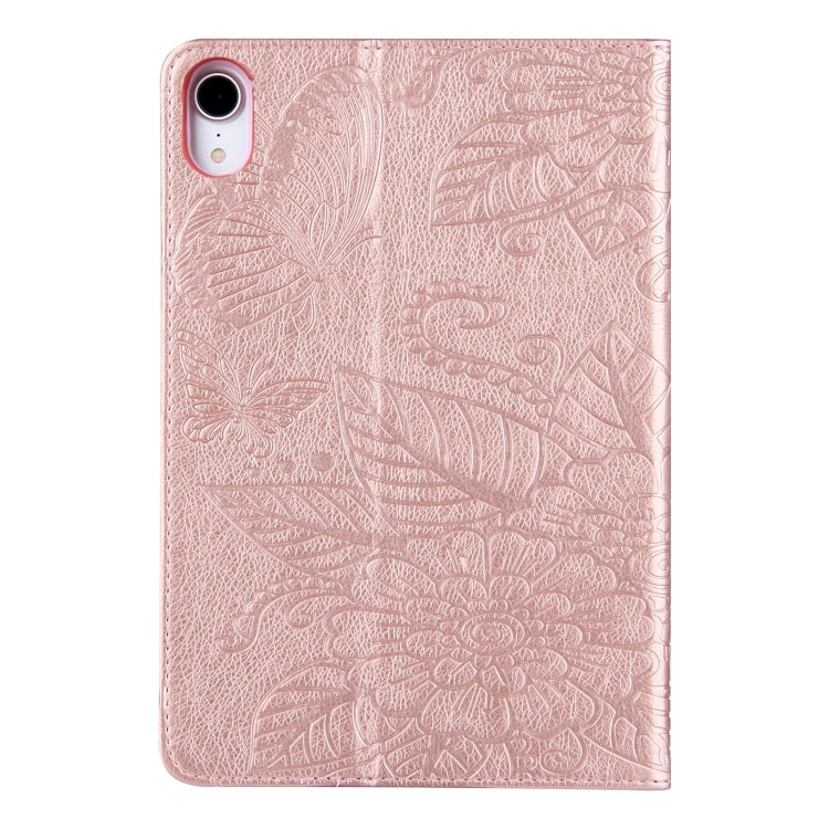 For iPad mini 6 / mini 2024 Butterfly Love Flower Embossed Leather Smart Tablet Case