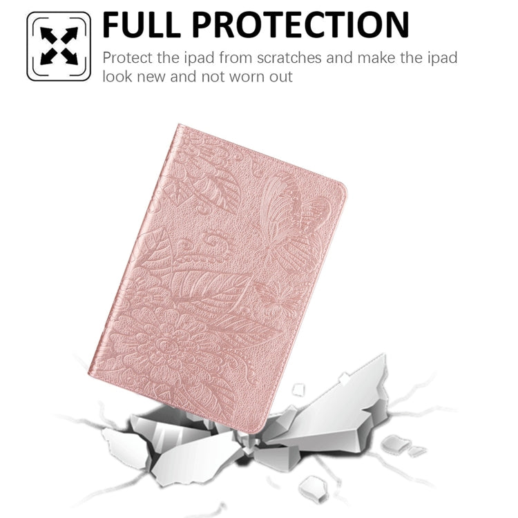For iPad mini 6 / mini 2024 Butterfly Love Flower Embossed Leather Smart Tablet Case