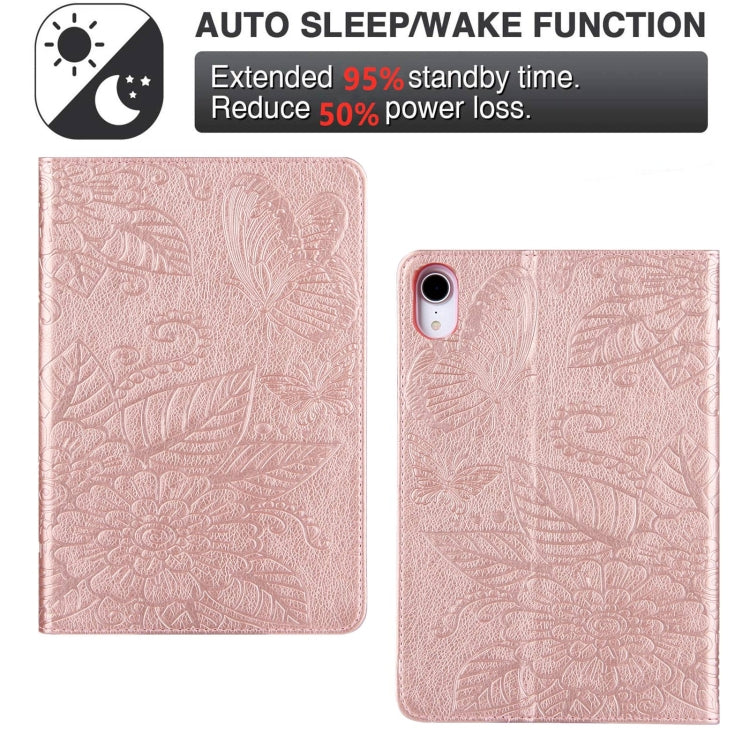 For iPad mini 6 / mini 2024 Butterfly Love Flower Embossed Leather Smart Tablet Case