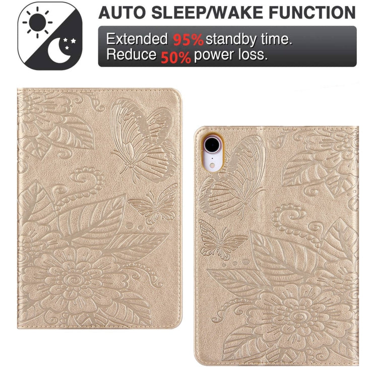 For iPad mini 6 / mini 2024 Butterfly Love Flower Embossed Leather Smart Tablet Case