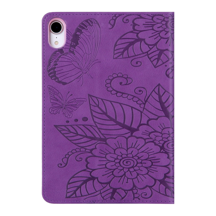 For iPad mini 6 / mini 2024 Butterfly Love Flower Embossed Leather Smart Tablet Case