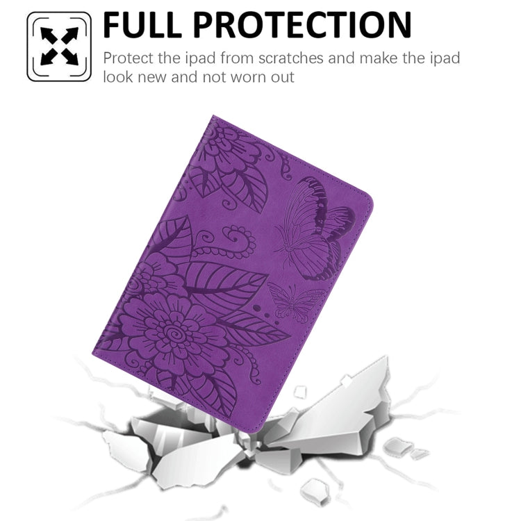 For iPad mini 6 / mini 2024 Butterfly Love Flower Embossed Leather Smart Tablet Case