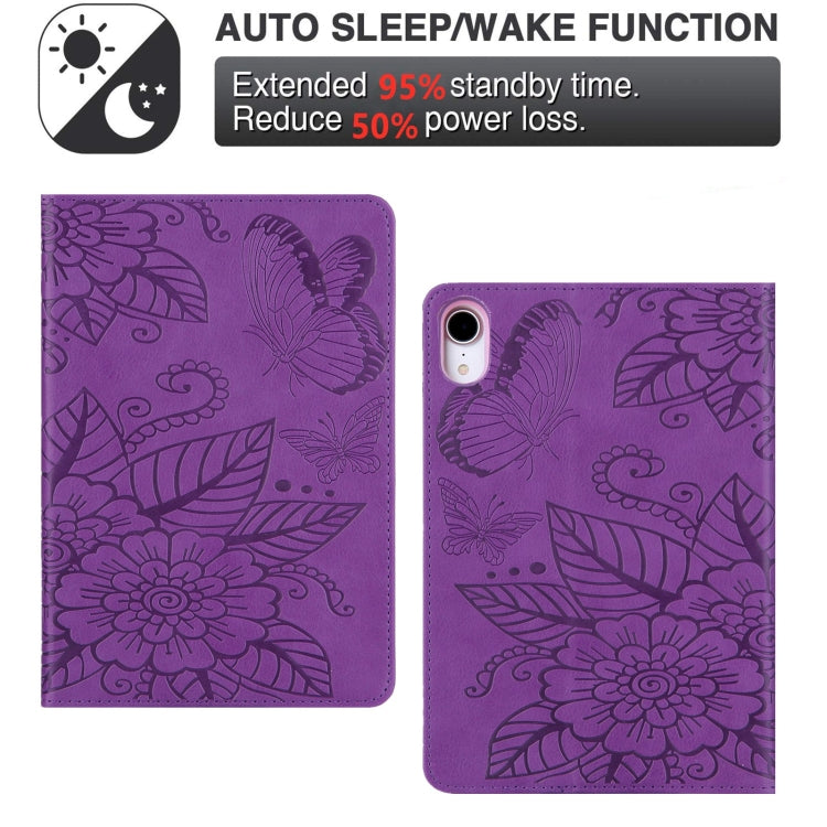 For iPad mini 6 / mini 2024 Butterfly Love Flower Embossed Leather Smart Tablet Case