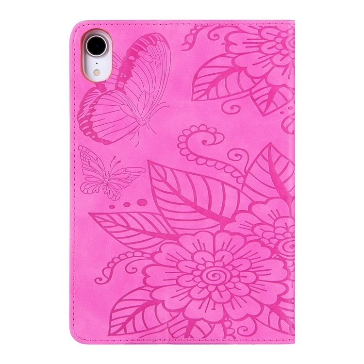 For iPad mini 6 / mini 2024 Butterfly Love Flower Embossed Leather Smart Tablet Case