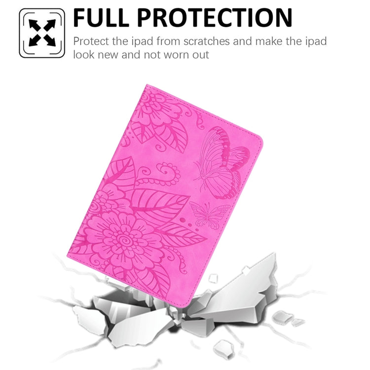 For iPad mini 6 / mini 2024 Butterfly Love Flower Embossed Leather Smart Tablet Case