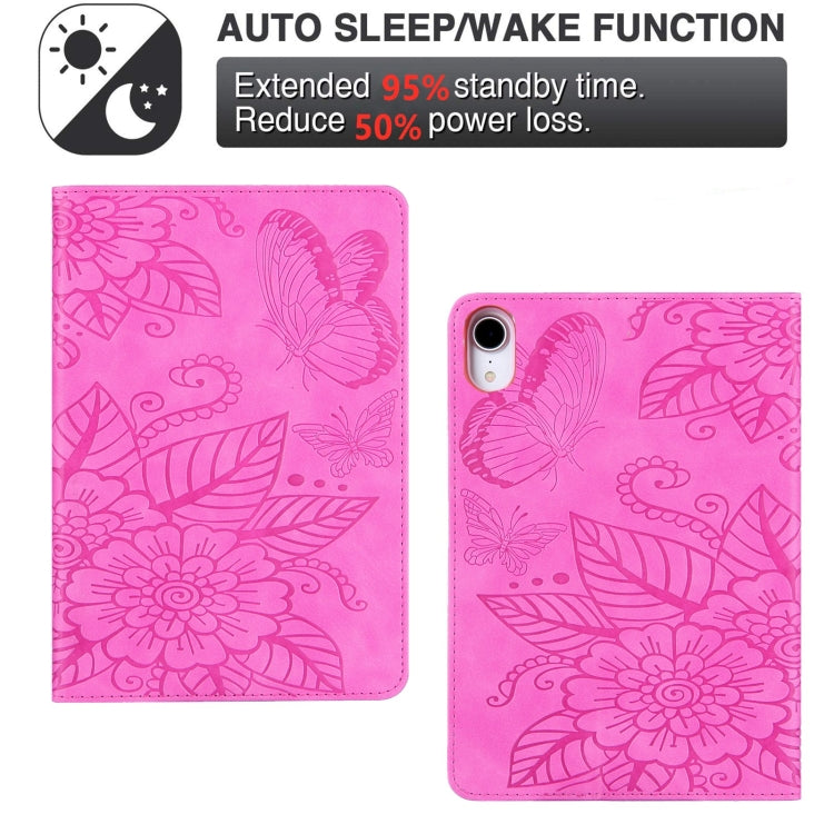 For iPad mini 6 / mini 2024 Butterfly Love Flower Embossed Leather Smart Tablet Case