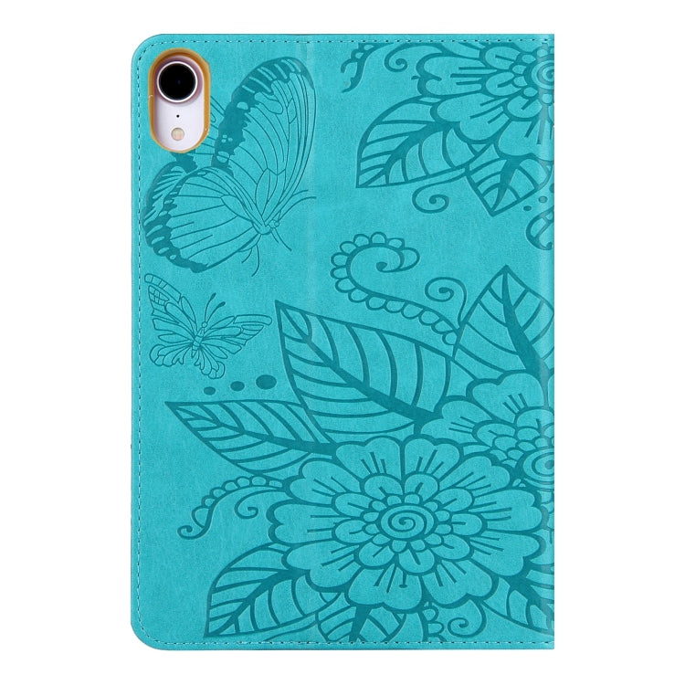 For iPad mini 6 / mini 2024 Butterfly Love Flower Embossed Leather Smart Tablet Case