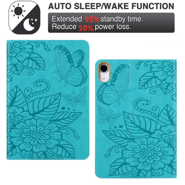 For iPad mini 6 / mini 2024 Butterfly Love Flower Embossed Leather Smart Tablet Case