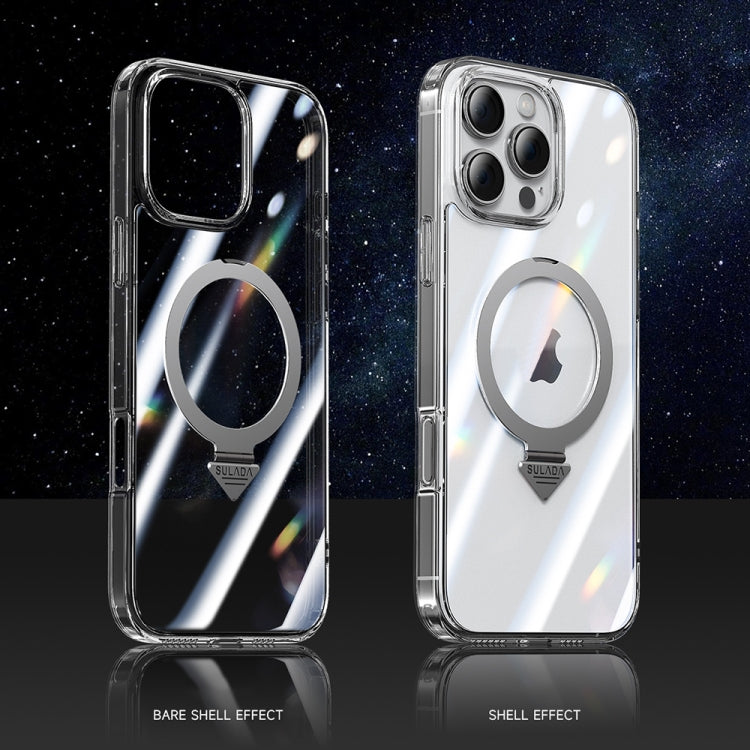 For iPhone 16 Plus SULADA Transparent MagSafe Magnetic Holder Phone Case