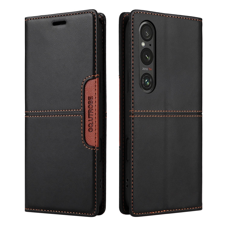 For Sony Xperia 1 V GQUTROBE G01 RFID Anti-theft Leather Phone Case