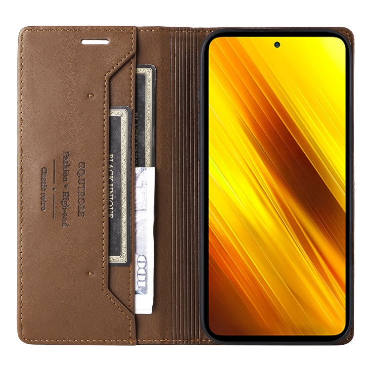 For Xiaomi Poco X3 NFC GQUTROBE G01 RFID Anti-theft Leather Phone Case