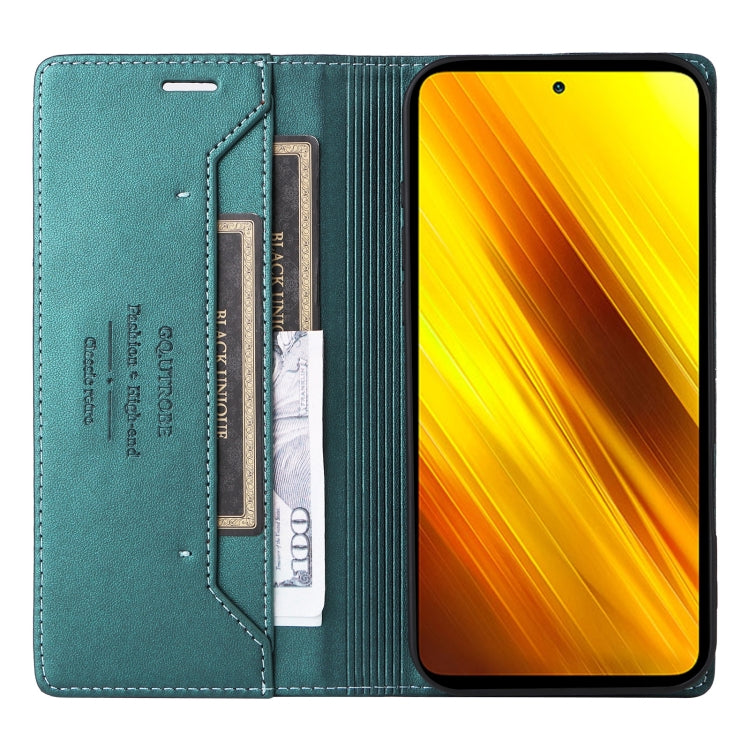 For Xiaomi Poco X3 NFC GQUTROBE G01 RFID Anti-theft Leather Phone Case