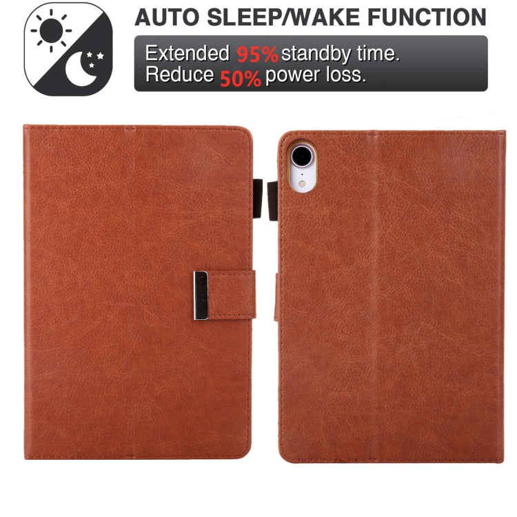 For iPad mini 6 / mini 2024 Hardware Buckle Deformation Holder Smart Leather Tablet Case