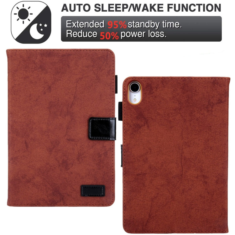 For iPad mini 6 / mini 2024 Fabric Contrast Color Smart Leather Tablet Case
