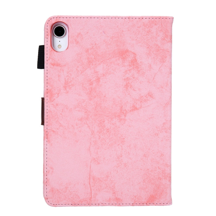 For iPad mini 6 / mini 2024 Fabric Contrast Color Smart Leather Tablet Case