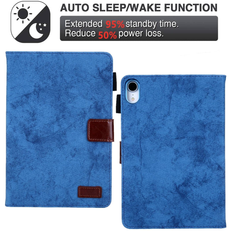 For iPad mini 6 / mini 2024 Fabric Contrast Color Smart Leather Tablet Case