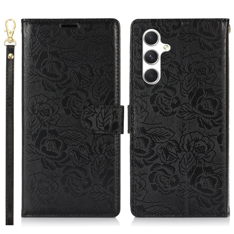 For Samsung Galaxy A14 4G / 5G Peony Flowers Imprint Leather Phone Case
