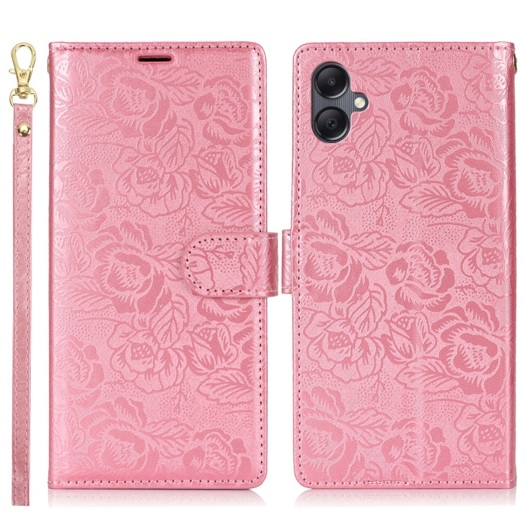 For Samsung Galaxy A06 4G Peony Flowers Imprint Leather Phone Case