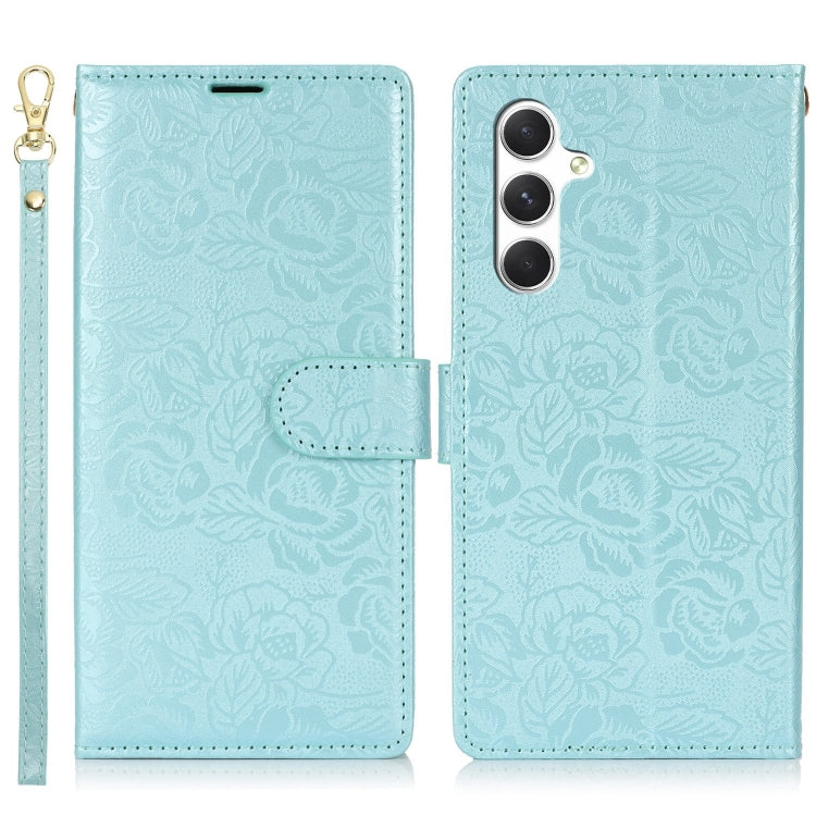 For Samsung Galaxy A15 5G Peony Flowers Imprint Leather Phone Case
